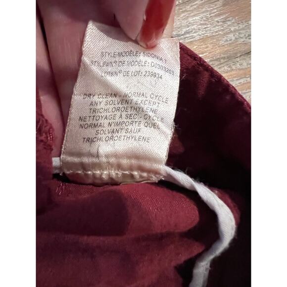 Theory Linen Blend Casual Lightweight Low Rise Pants Burgundy - Picture 7 of 7